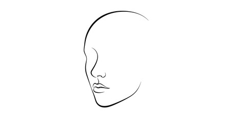 Simple outline of a human face minimalist art style.