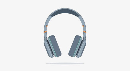 Stylish blue wireless overear headphones floating on a white background.