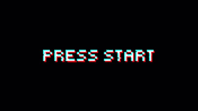 Retro style press start text perfect for video game designs, posters, banners, and graphic projects with a nostalgic theme.