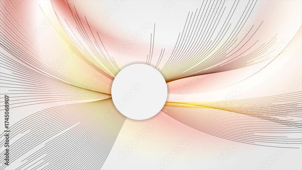 Poster orange glowing shiny wavy lines abstract futuristic tech background. seamless looping minimal geomet