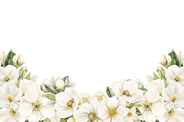 Blooming botanical watercolor flowers border frame. colorful flower on white background.