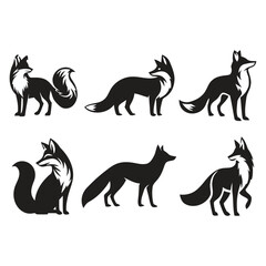 Fototapeta premium Red Fox Silhouette Vector Set: Wildlife and Animal Mascot Graphics