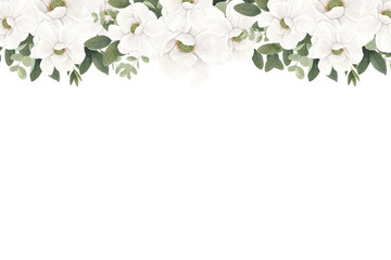 Blooming botanical watercolor flowers border frame. colorful flower on white background.