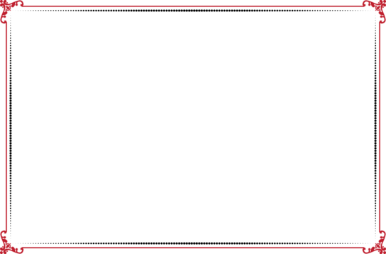 Vintage Ornate Rectangular Decorative Frame Border - Black and Red Scrollwork Design. 1045