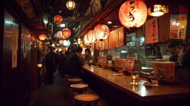 Narrow Alleyway in Roppongi, Tokyo at Night, Featuring Lanterns and Intimate Dining Atmosphere