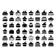 Cake and pastry Line Icon Set with Vector Illustrations for Birthdays - Clear, Simple, and Creative Design Elements 