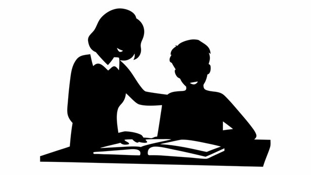 Teacher guiding student with book in supportive learning moment, fostering education and growth