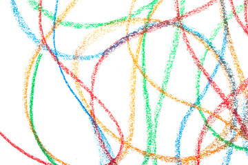 Swirly colour crayon pastel child like lines creative abstract background