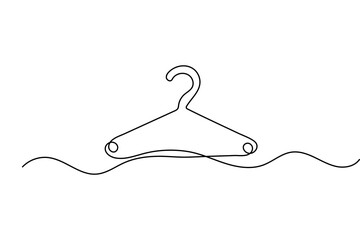 Clothes hangers one line minimalist continuous drawing outline vector isolated on white background
