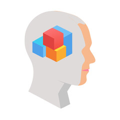 human head with colorful puzzle pieces