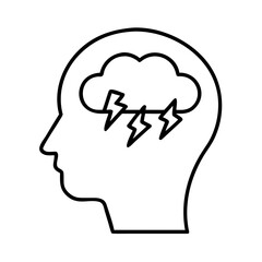 human head silhouette with brain