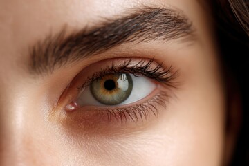 Obraz premium Person with heterochromia iridum on a white background