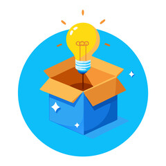 light bulb icon on blue background