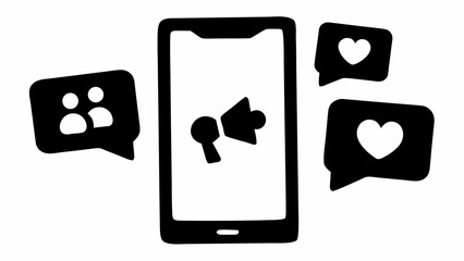 Engage audiences with a smartphone megaphone amplifying messages and generating likes and connections