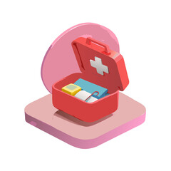 red plastic box isolated on white