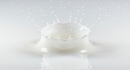 Milk crown splash liquid with drops white background