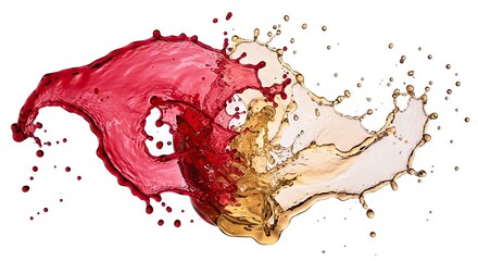 Red and white liquid clash creating a splash with visible droplets