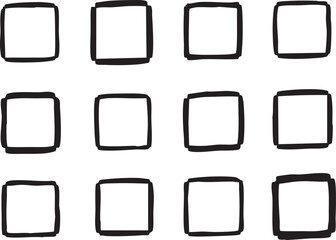 Vector art of grid of empty handdrawn squares