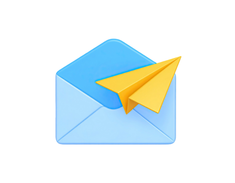 Envelope with paper plane icon symbolizing email, message, and digital communication concept used for modern correspondence isolated on white background