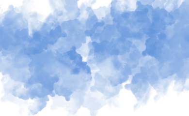 Watercolor blue splash isolated on transparent background, a delicate wash of color for artistic and dreamy designs and backgrounds