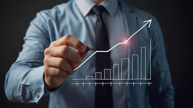 businessman drawing graph - Powered by Adobe