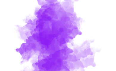 A vibrant purple watercolor splash isolated on transparent background, creating a soft and dreamy effect with its delicate hues