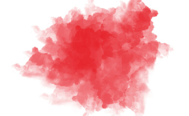 A vibrant red watercolor splash isolated on transparent background, creating a soft and artistic effect with its fluid texture