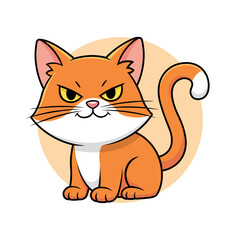 An Angry Orange Cat Illustration with a Curled Tail and a Playful Demeanor, Perfect for Pet-Themed Designs and Graphics
