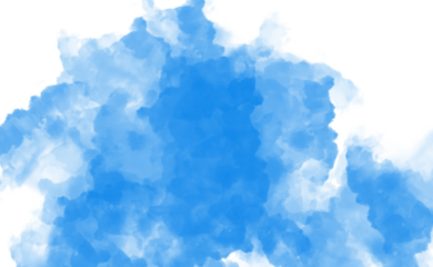 Watercolor splash of blue color isolated on transparent background for abstract background and design element use