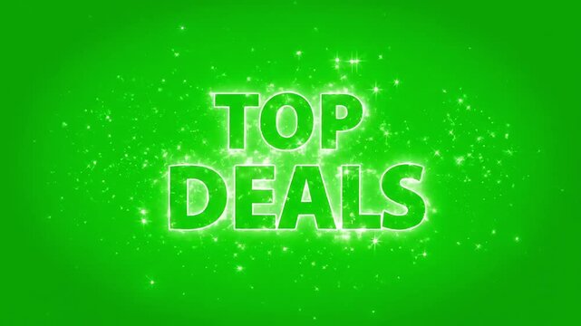Dynamic neon glowing text announces incredible top deals and exciting sales events, perfect for promotional videos and advertising campaigns.