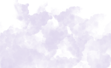 A soft lavender watercolor cloud delicately diffuses, isolated on transparent background, creating a gentle and soothing visual texture