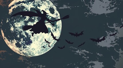 Enchanting High-Resolution Witch Broom Halloween Background – Ideal for Halloween Party Invitations, Social Media Covers, Decor Posters & Greeting Cards. Features a Stylish Witch Broom Adorned with 