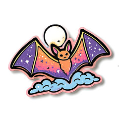 Fototapeta premium Bat Shaped Kite Flying High Under The Night Moonlight Sticker