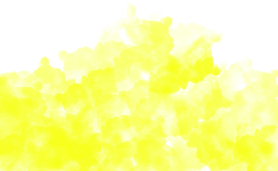 Yellow watercolor background isolated on transparent background with warm, sunny tones and a cheerful, optimistic mood