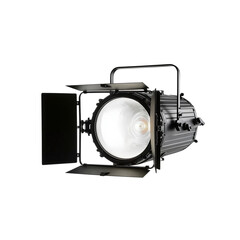 a product photograph of an led theater light on a white background, with studio lighting, front view. product photography