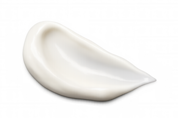 White cosmetic cream smear, lotion swatch showing thick skincare texture, moisturizer on transparent background