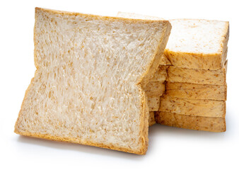 Sliced  wheat bread loaf isolated on white background , fresh healthy bakery food.