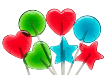 Mix shaped colorful lolipops candy isolated on transparent background