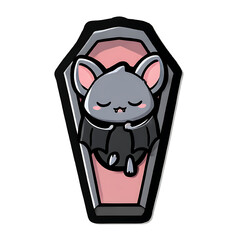 Mini Vampire Character With Red Cape Showing Playful Fangs Sticker