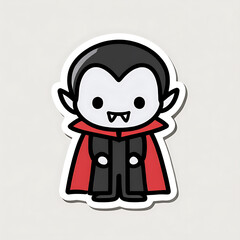 Mini Vampire Character With Red Cape Showing Playful Fangs Sticker