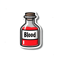 Mini Glass Vial With Red Liquid And A Chibi "Blood" Label Sticker