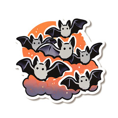 Group Of Bats Flying Like Soft Flowing Ribbons In Night Sky Sticker