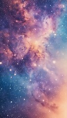 Naklejka premium a vibrant and colorful nebula filled with countless stars creates a breathtaking cosmic panorama.