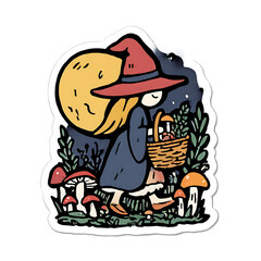 Chibi Little Witch Flying On A Mini Broomstick Sticker