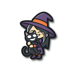 Chibi Little Witch Flying On A Mini Broomstick Sticker