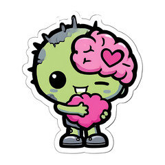 Little Zombie Reaching Out With One Eye On The Ground Sticker