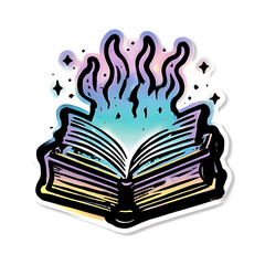Ancient Magic Book With Turning Pages And Mysterious Glow Sticker