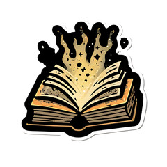 Ancient Magic Book With Turning Pages And Mysterious Glow Sticker