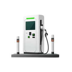 a vector illustration of an electric vehicle charging station, with a white background, a simple design, flat colors, a minimalistic style