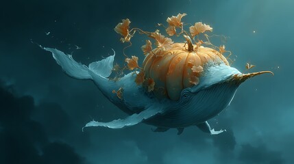 Ein lustiger K&uuml;rbis Waal im Ozean.